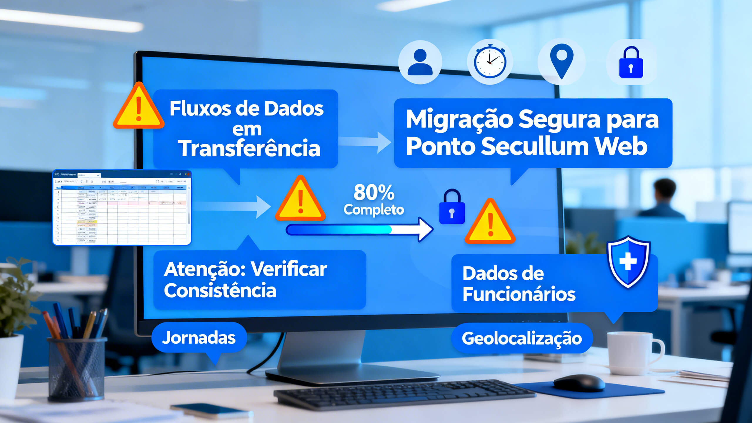 Fluxo de dados transferencia migração sistema de controle de ponto consistencia