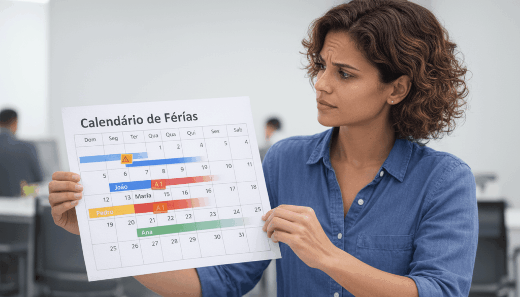 calendário manual de férias com conflitos de datas