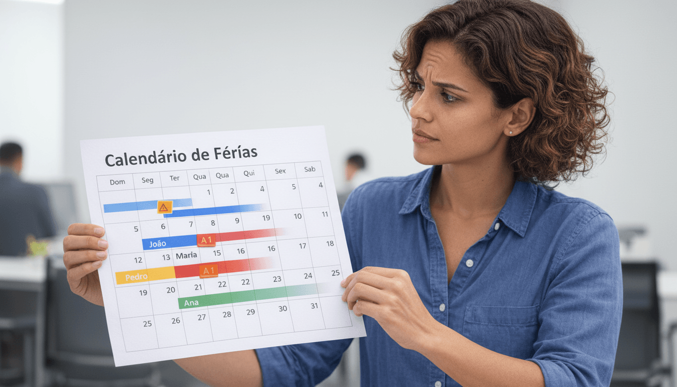 calendário manual de férias com conflitos de datas