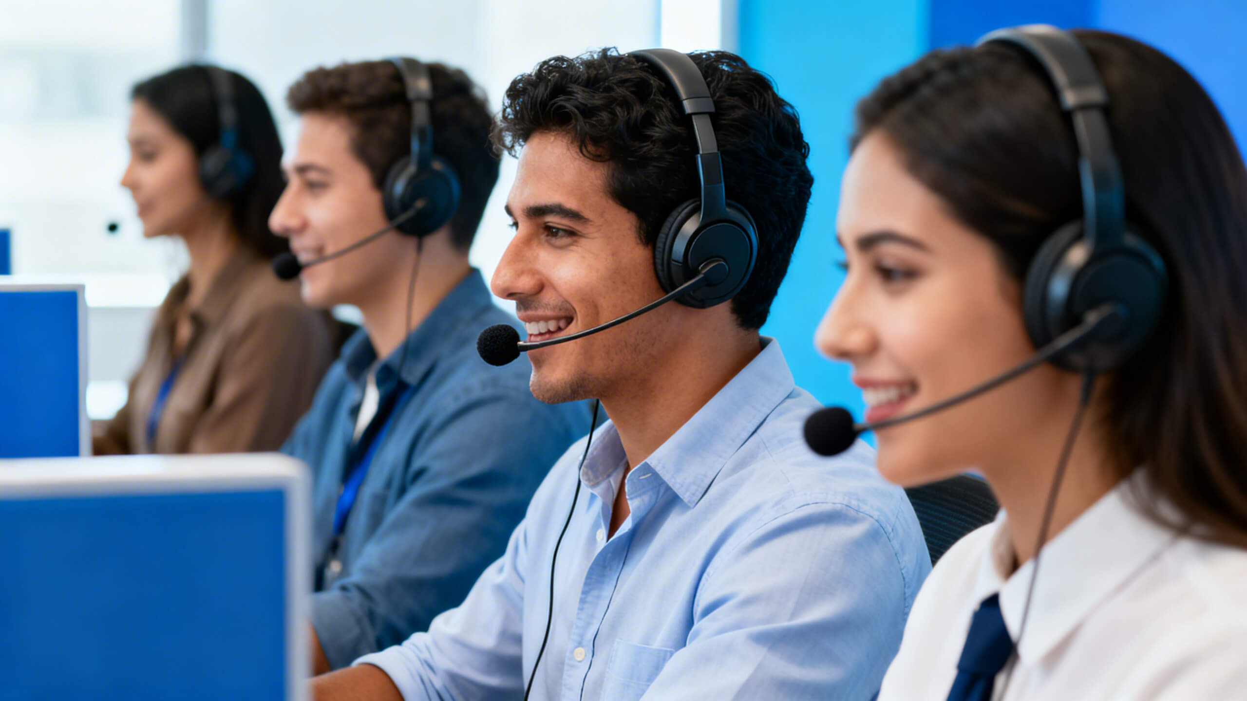 equipe de atendimento trabalhando com PABX virtual
