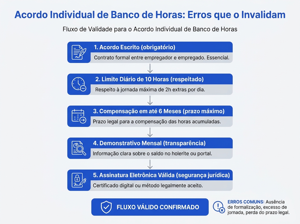 Infográfico com os requisitos de validade do acordo individual de banco de horas
