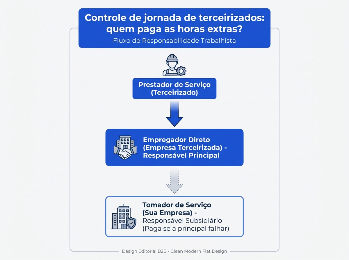 Infográfico sobre responsabilidade subsidiária trabalhista na terceirização de serviços