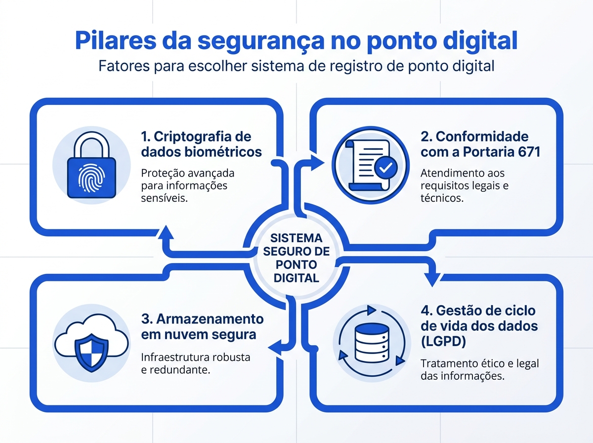 Infográfico mostrando os quatro pilares da segurança no ponto digital