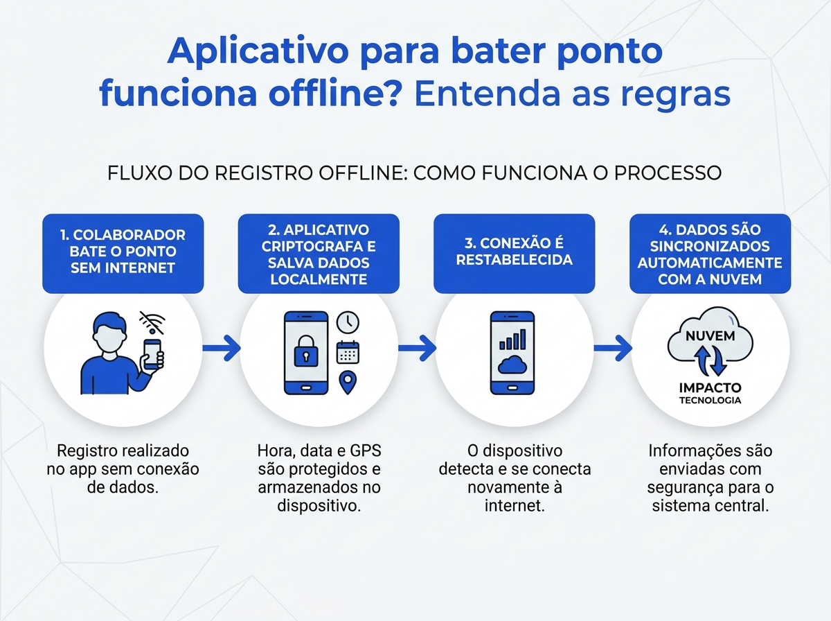 Fluxo de funcionamento do registro de ponto offline no celular