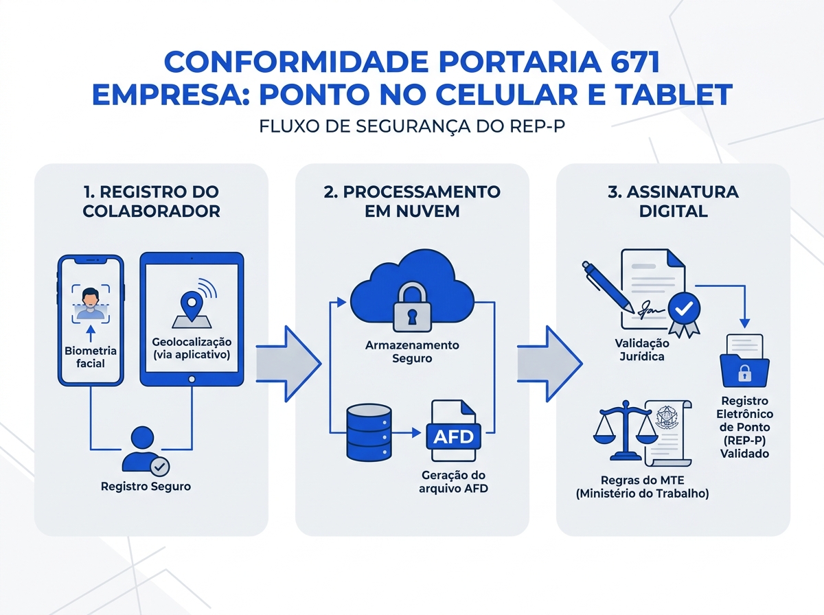 Infográfico do fluxo de funcionamento e segurança jurídica do REP-P sob a Portaria 671