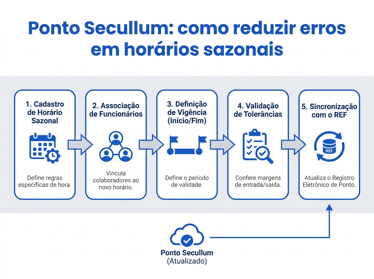 Fluxograma de configuração de escalas temporárias no software Ponto Secullum