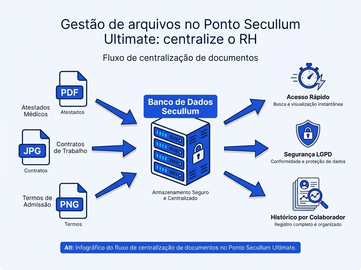 Fluxo de centralização de documentos e arquivos no sistema de ponto