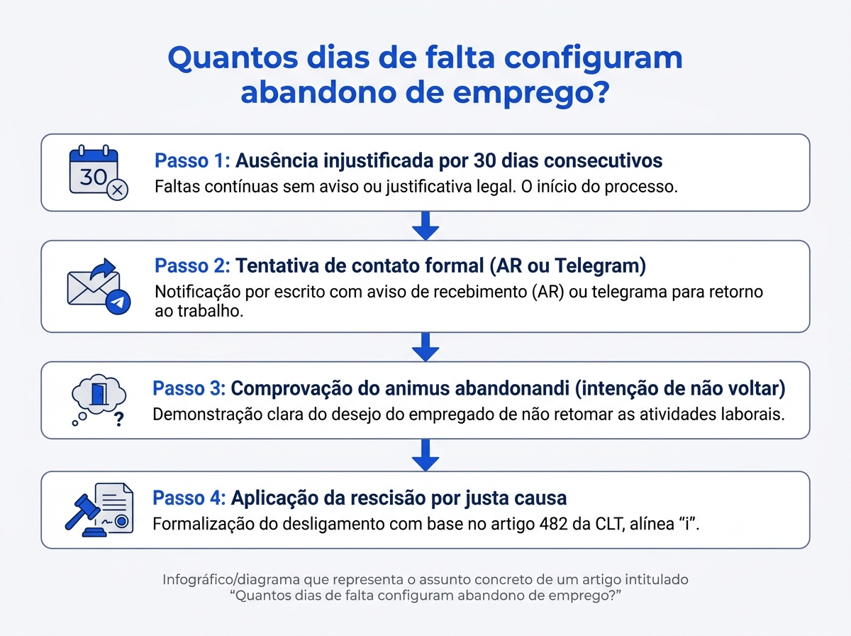 Infográfico explicativo sobre o fluxo de caracterização do abandono de emprego na empresa