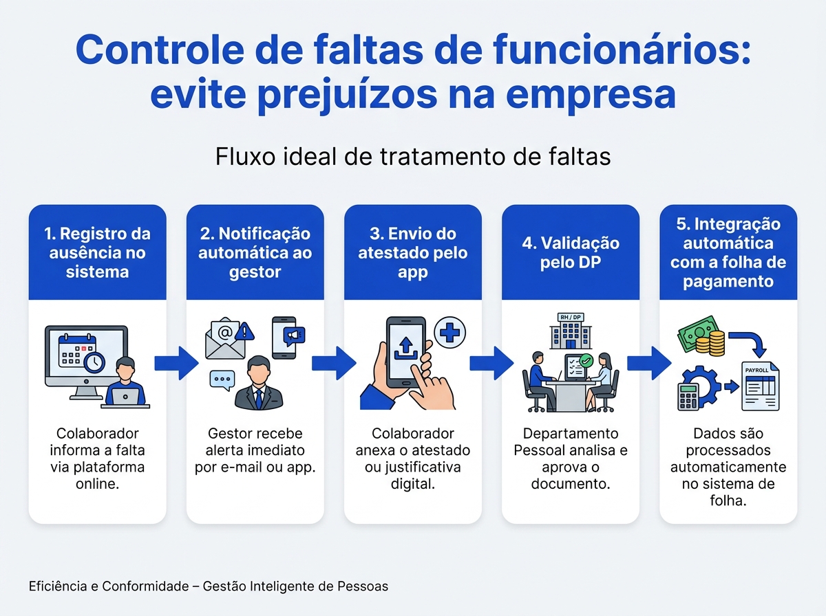 Fluxograma do processo automatizado de tratamento de faltas e atestados