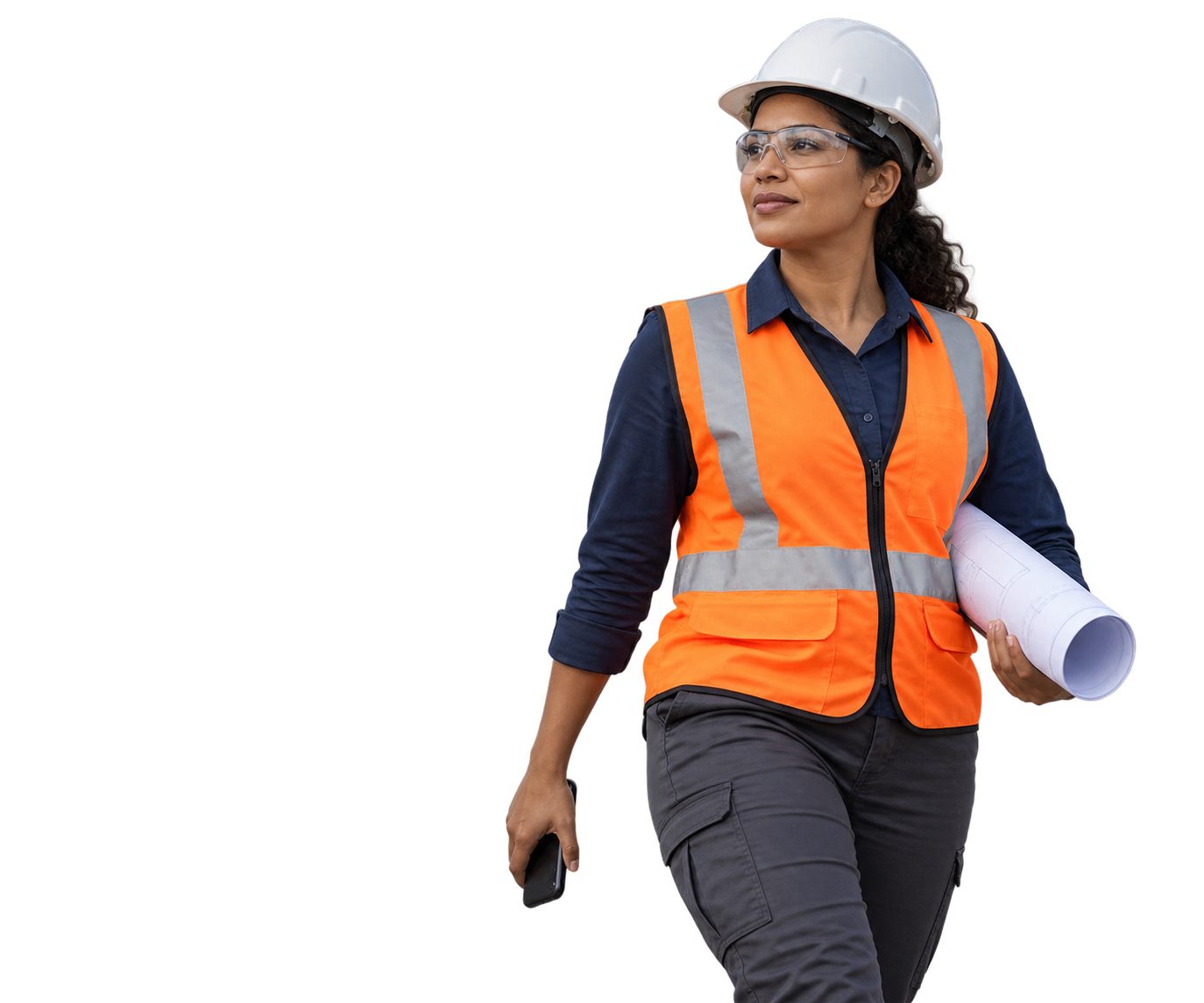 Profissional da construção civil com EPI usando controle de ponto Secullum